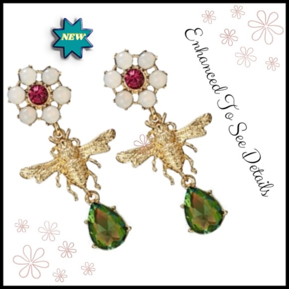 COPY - Fashion Jewelry Bee Flower Dangling Tassel Earrings Gold Color Alloy - Picture 1 of 7